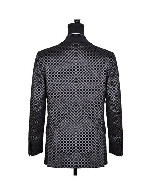 DAVID WEJ Black Washington Jacquard Velvet Shawl Lapel Blazer for men