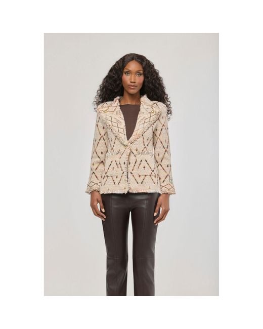 The Extreme Collection Brown Neutrals Jacquard Knit Jacket Parker