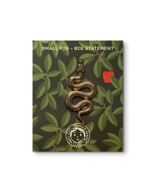 Make Heads Turn Metallic Golden Metal Pin Snake