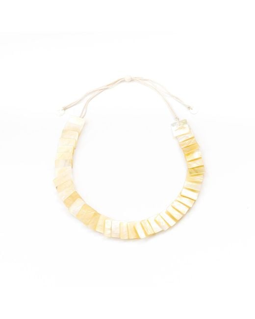 LIKHÂ Metallic Playa Mother-Of-Pearl Necklace Square Tiles Golden