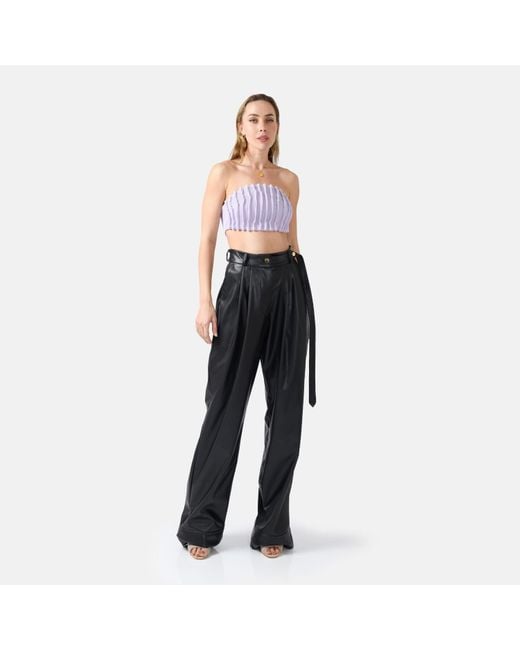 Kargede Purple Lilac Knit Bandeau Top – Strapless, Fitted & Cropped
