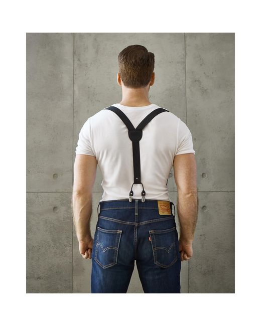 Badass & Goddess Leather Black Leather Front Suspenders for men