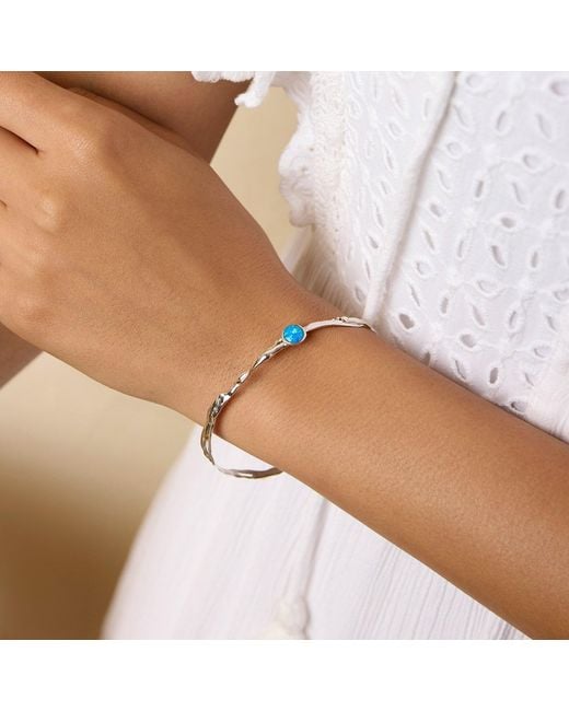 Isla Silver Blue Organic Delicate Opalite Bangle