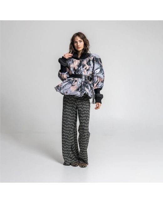 ARTISTA Black Queeny Peach Puffy Printed Jacket