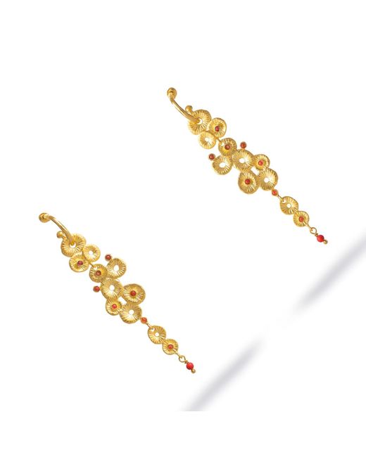 Ebru Jewelry Metallic Golden Aura Coral Dangle Earrings