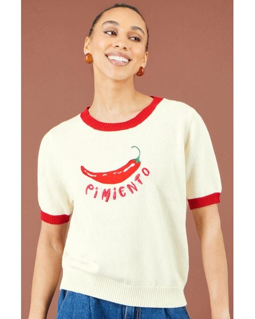 Yumi' White Ivory Chilli Cotton Knitted Top