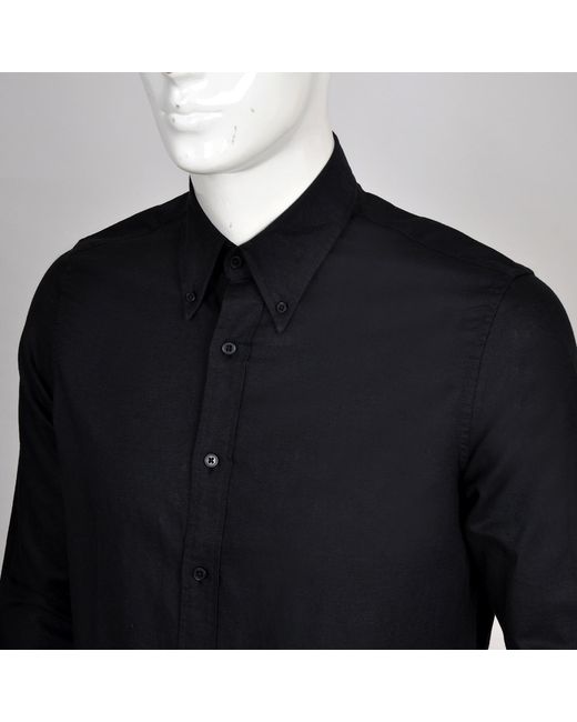 DAVID WEJ Blue Hugo Linen Pin Down Shirt for men