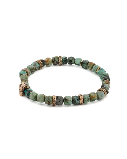 Ebru Jewelry Green King Skull Stone Good Fortune Beaded Bracelet for men