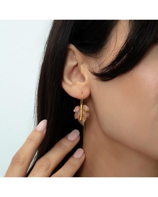 Milou Jewelry Brown Agate Leaf Earrings