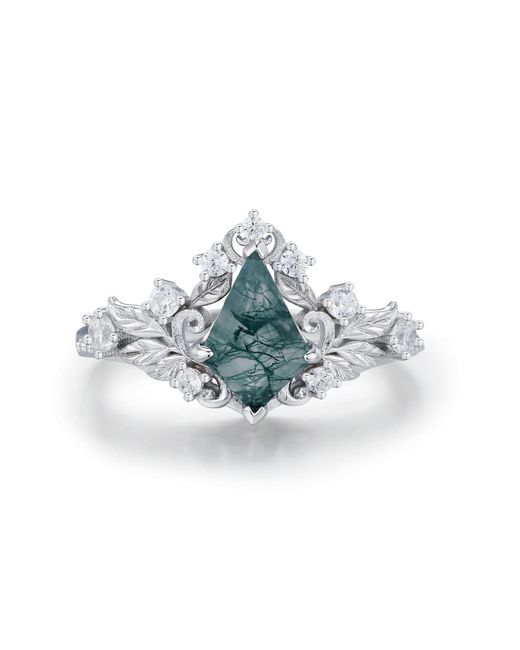 Azura Jewelry New York Blue Regal Tiara Moss Agate Ring Vermeil
