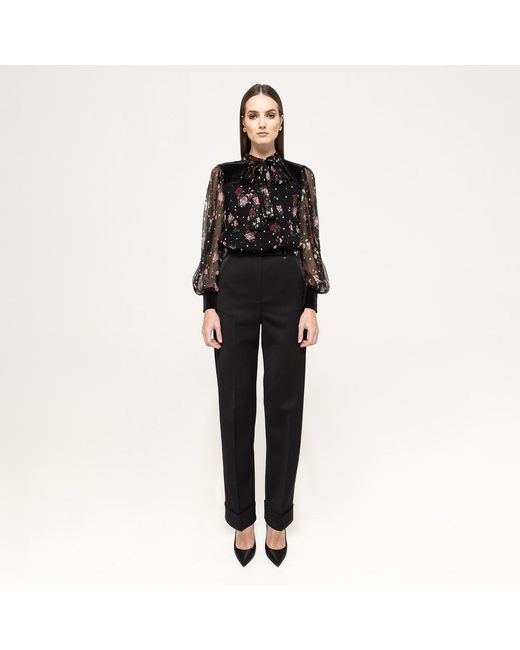 Nissa Black Tailored Wool Pants
