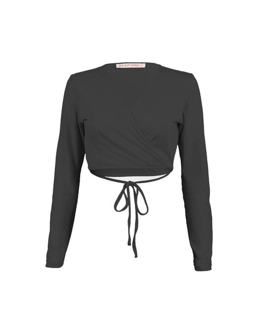 Love and Nostalgia Gray Cross Your Heart Wrap Top