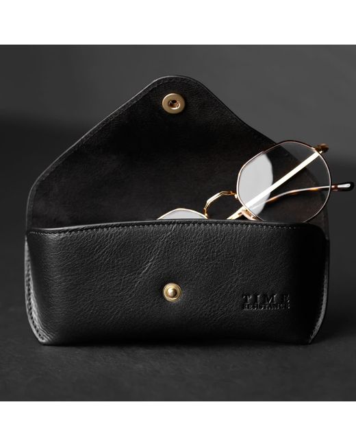 Time Resistance Black Leather Glasses Case for men