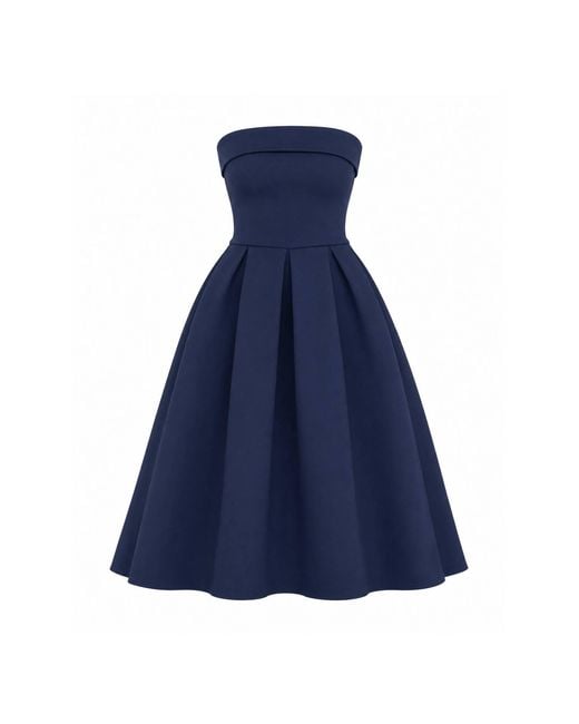 Girl In Mind Blue Danni Strapless Bandeau Midi Dress