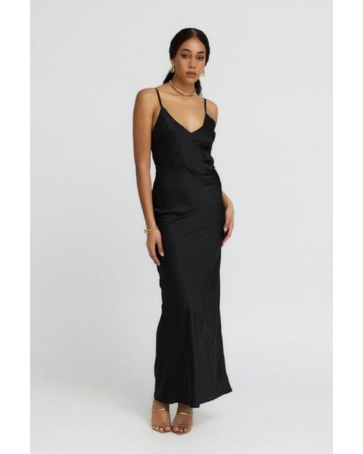 Why Mary Blue Iris Bias Maxi Slip Dress