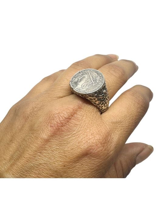 Tg-Jewellery by Tamara Gervasio Multicolor Roman Lira Coin Signet Ring – Sterling Artisan Design for men
