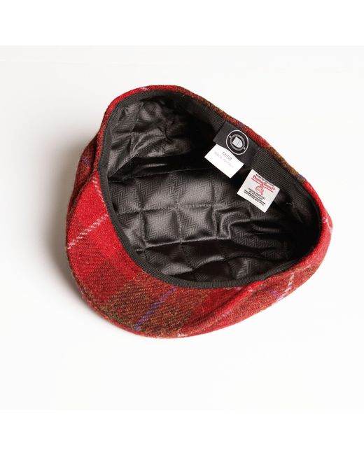 Dasmarca Hats Red Justin Lava Harris Tweed Flat Cap Made for men