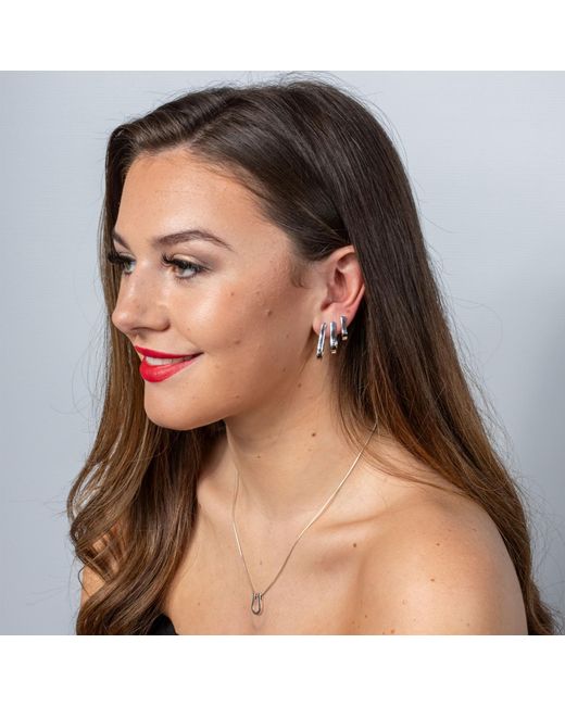 Lucy Quartermaine White Solid Sterling Petal Hoops Large