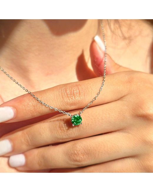 Harfi Green Emerald Crystal Sterling Necklace
