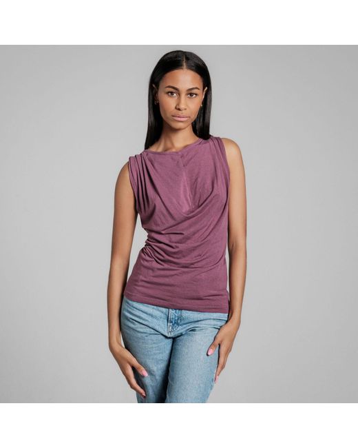 Imaatu Purple Onu Top Berry Sculpting Elastic Bamboo Sustainable Waterfall Drape