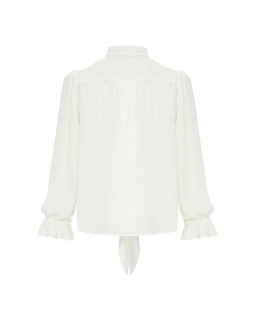 Exquise White Neutrals Regular Scarf Neck Chiffon Aramis Blouse