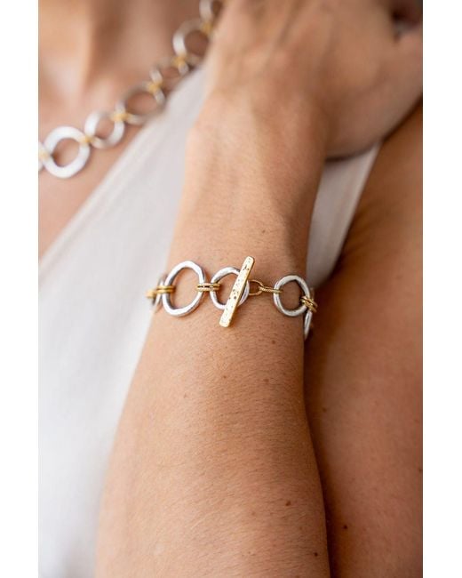 Loni Paul Jewelry Metallic Mixed Metal Sculpted Circle Bracelet