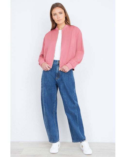 Yumi' Pink Relaxed Lightweight Bomber Jacket