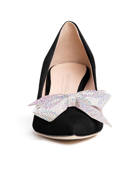 Beautiisoles by Robyn Shreiber Made in Italy Black Frida Comfortable Valentine Evening Pump With Kitten Heel