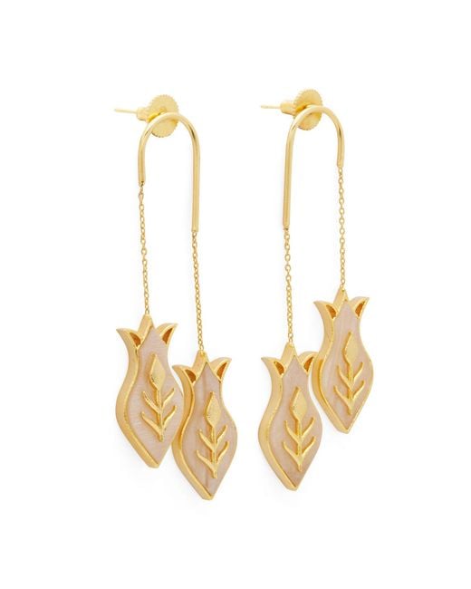 Dhwani Bansal Metallic Amphora Earrings With Mother Of Pearl