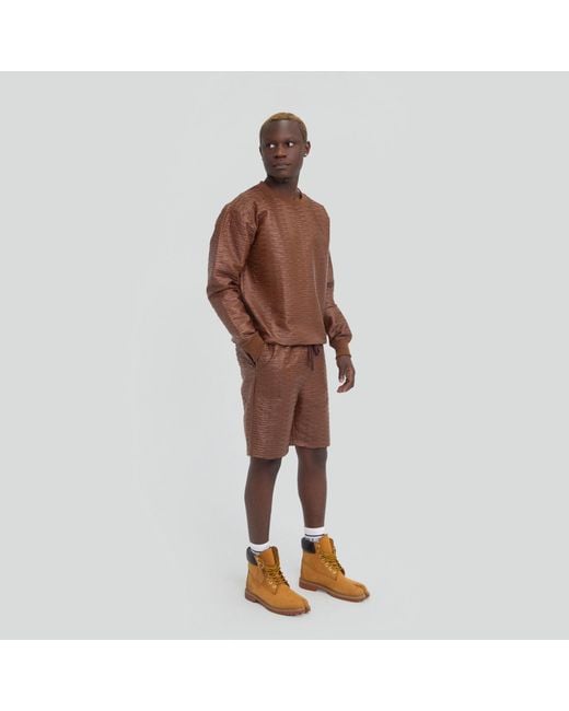 Maui X Lolita Brown Manley Vegan Leather Shorts Set for men