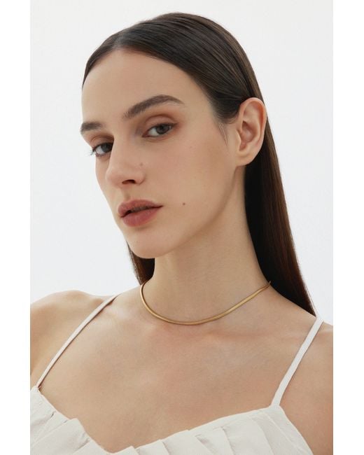 Vanhi Metallic Estelle Herringbone Chain Necklace