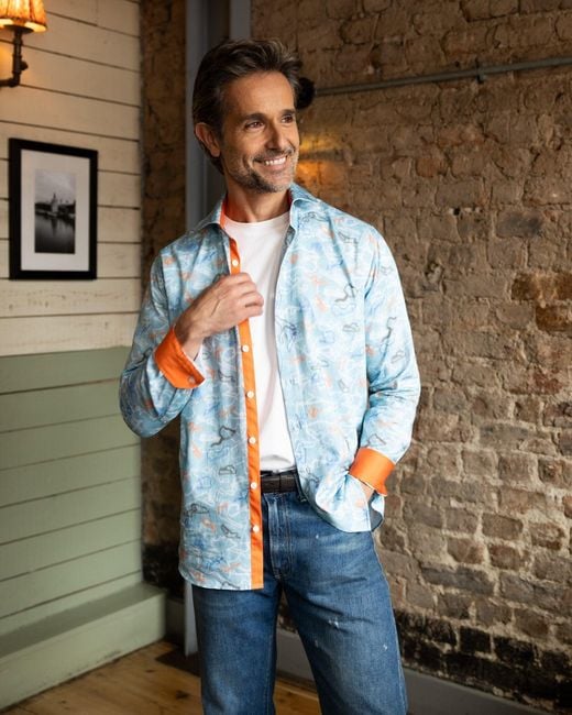 Blake Mill Blue Racing Lines Powder Shirt for men