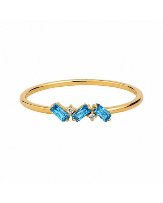 Belinda Jewelz Blue Swiss Triple Baguette Birthstone Ring