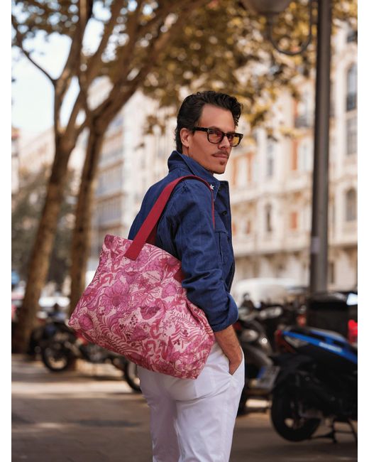 Juan Avellaneda X Seeiou Pink Tote Bag With Iconic Print