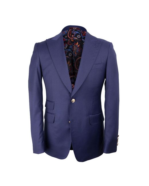 DAVID WEJ Blue Aldo Single Breasted Peak Lapel Blazer – for men