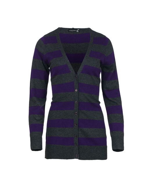 Conquista Blue Striped Wool Blend Cardigan