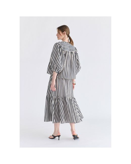 Paisie Black Tie Front Puff Sleeves Blouse
