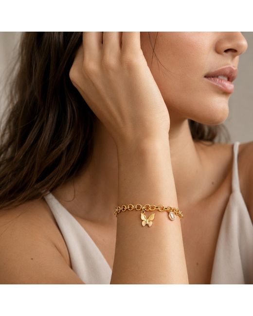Unaloe Metallic Vermeil Butterfly Bracelet For – Adjustable Symbolic Charm Jewelry