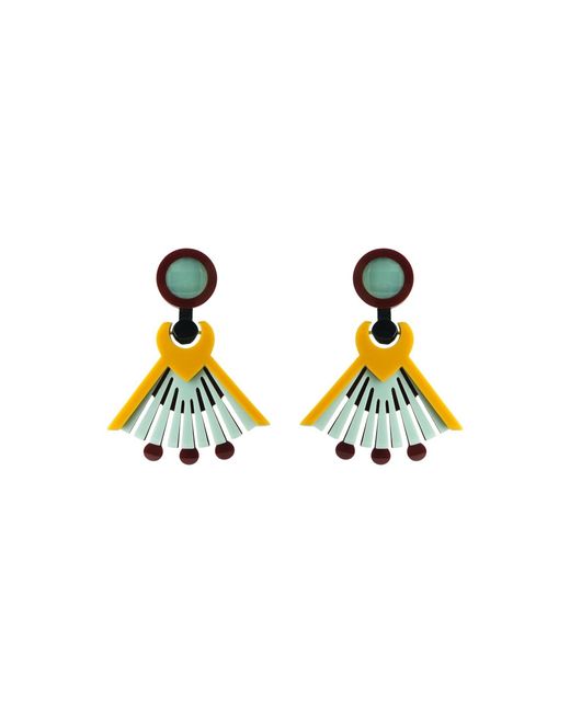 Gissa Bicalho Yellow Handmad Acrylic Earring Araça Mustard