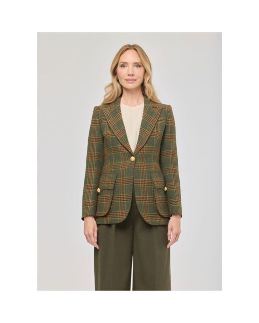 The Extreme Collection Green Checked Wool Blazer Grant