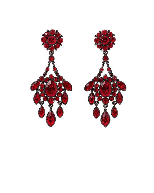Maison De Gala Red Ruby Chandelier Cluster Earrings