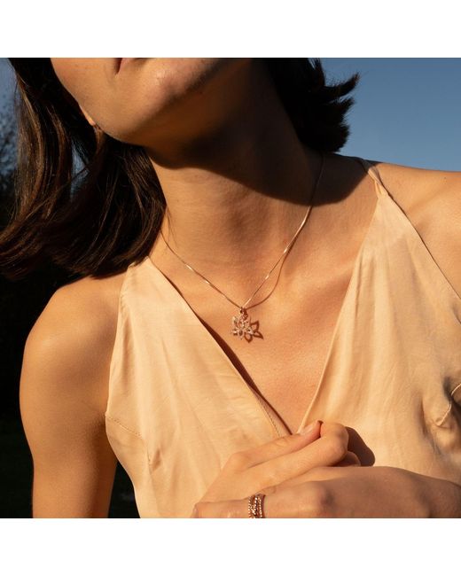 Seven Saints Metallic Rose Illuminate Lotus Necklace, Topaz Pave, Rose Over Sterling