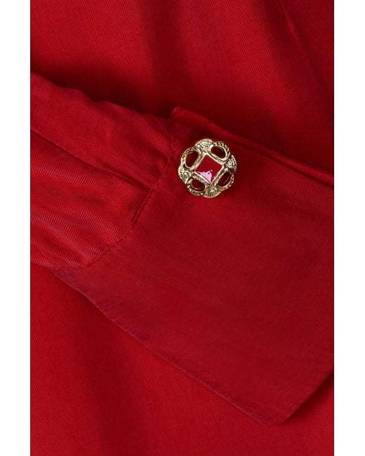 Sarvin Red Long Sleeve Midi Dress