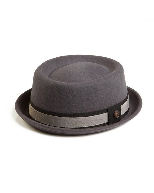 Dasmarca Hats Gray Leo Felt Skimpy Brim Short Brim Rude Boy Mod Style Porkpie Hat for men