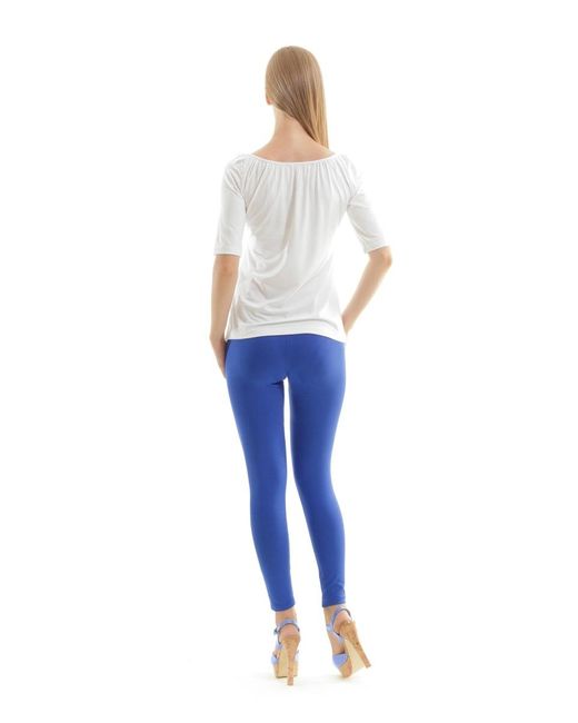 Conquista White Top With Print & Gathered Neckline