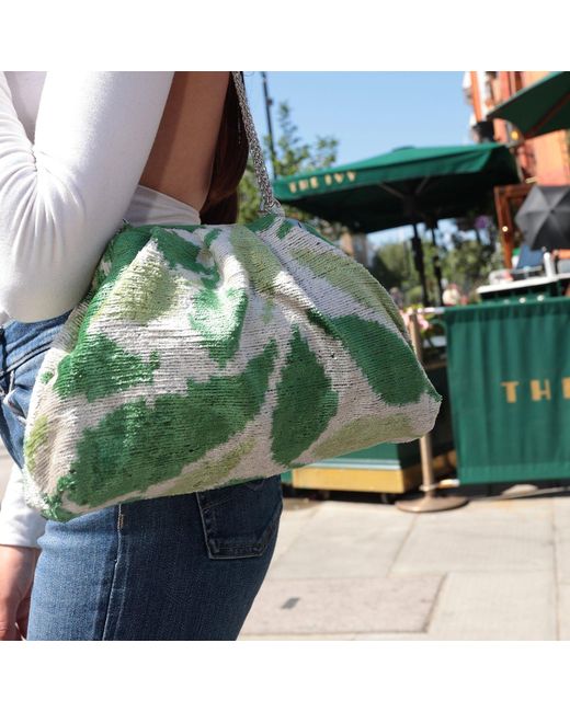SJW BAGS LONDON Green Neutrals Victoria Ikat Multicolour Bag