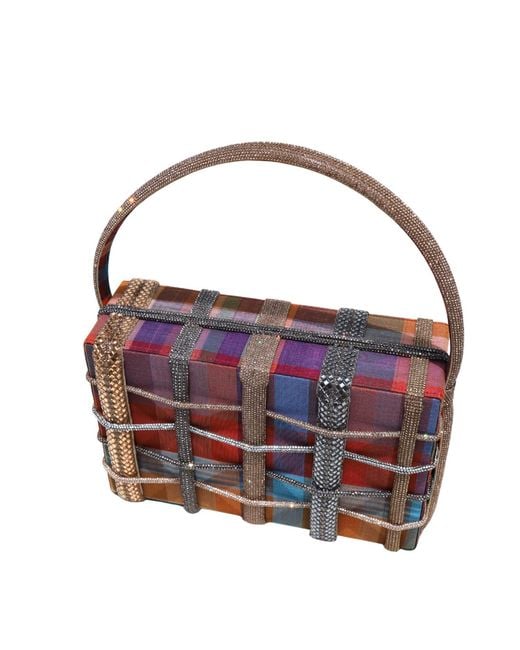 Simitri Red Madras Etoile Clutch