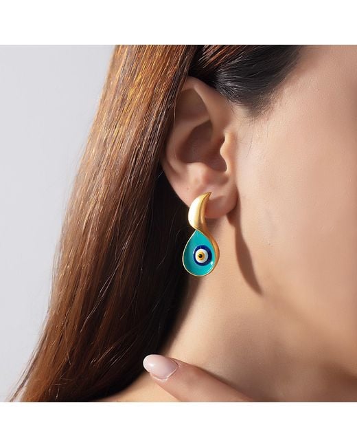 Milou Jewelry Green Evil Eye Earrings