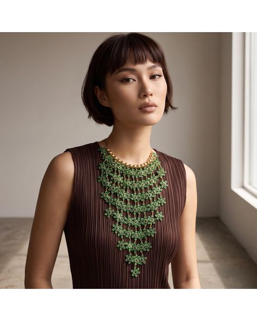 Iliana Arrazola Green Waterfall Blossom Necklaces