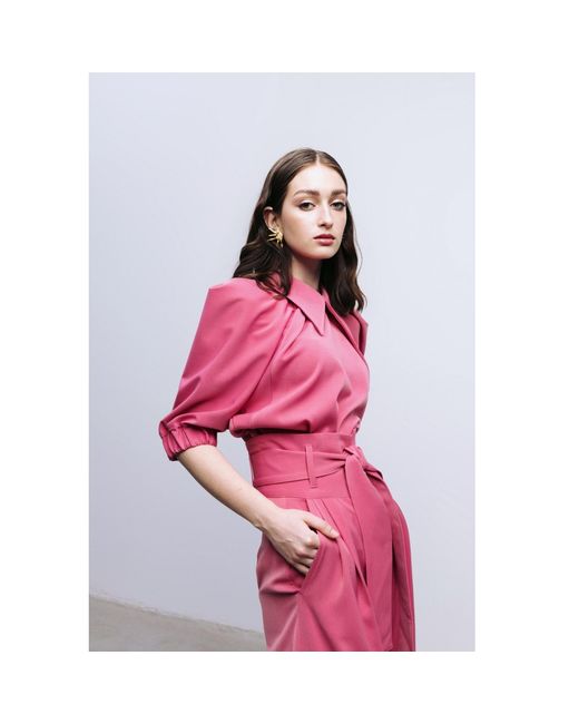Julia Allert Pink Designer Puff Sleeve Blouse –
